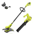 ONE+ 18V Cordless Battery String Trimmer and Blower Combo Kit (2-Tools) with 4.0 Ah Battery and Charger $119