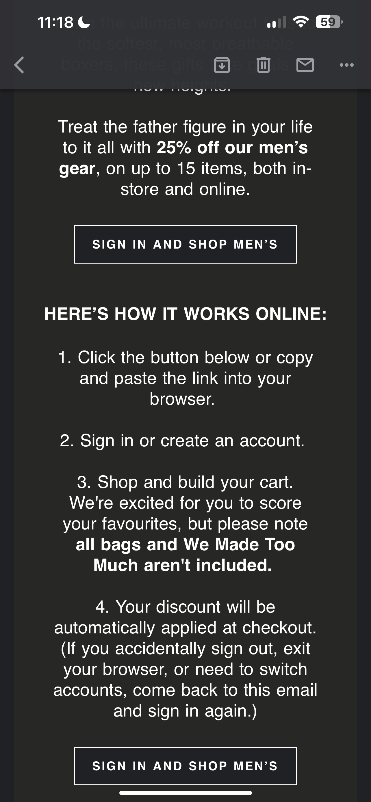 PSA: check your email if you are subscribed to lululemon emails - 25% off up to 15 men’s items