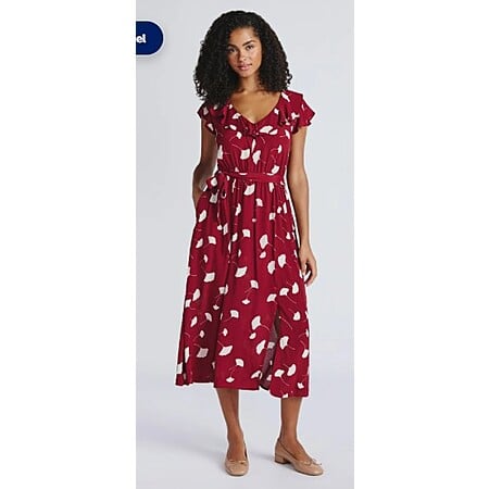 Time and Tru Women's Viscose and Rayon Ruffle Midi Dress with Flutter Sleeves (4 patterns) from $7.70-$8.71 at Walmart + Free shipping w/ Walmart+ or on $35+