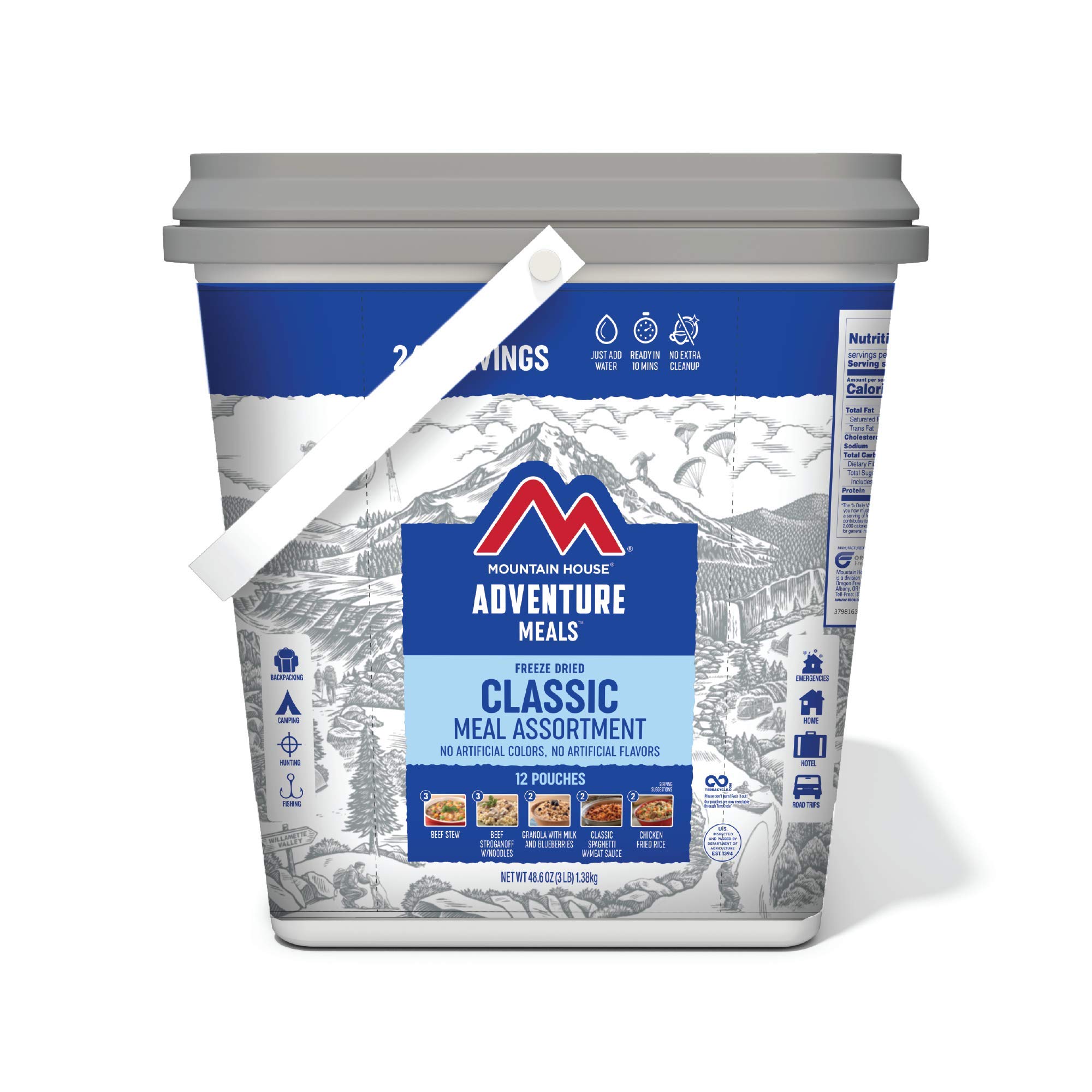 Mountain House Classic Meal Asst. Bucket  $69.99 | Freeze Dried Food | 24 Servings BI-MART - OR-WA-ID ENDS TUESDAY 11/21