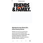 NIKE Friends &amp; Family member access Extra 30% off at Factory Stores YMMV