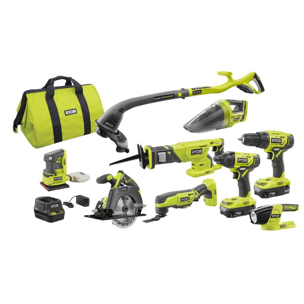 Ryobi One 18 Volt Lithium Ion Cordless 9 Tool Combo Kit