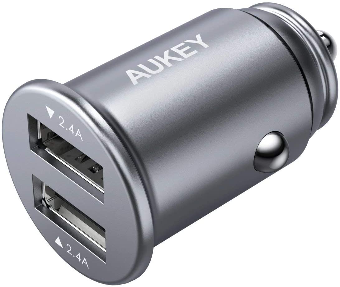 AUKEY Car Charger with 24W Output, Aluminum Alloy Flush Fit & 4.8A Dual USB Ports for iPhone Xs/Max/XR/X, iPad Air/Pro, Samsung Galaxy Note8 and More $6.49
