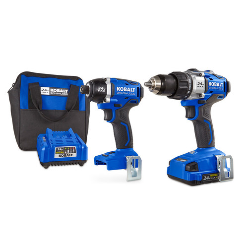Kobalt 2 Tool 24 Volt Max Brushless Power Tool Combo Kit With Soft