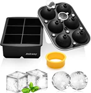 Ice Cube Trays, Ankway Silicone Ice Molds Set,Sphere Ice Ball Maker $7.19