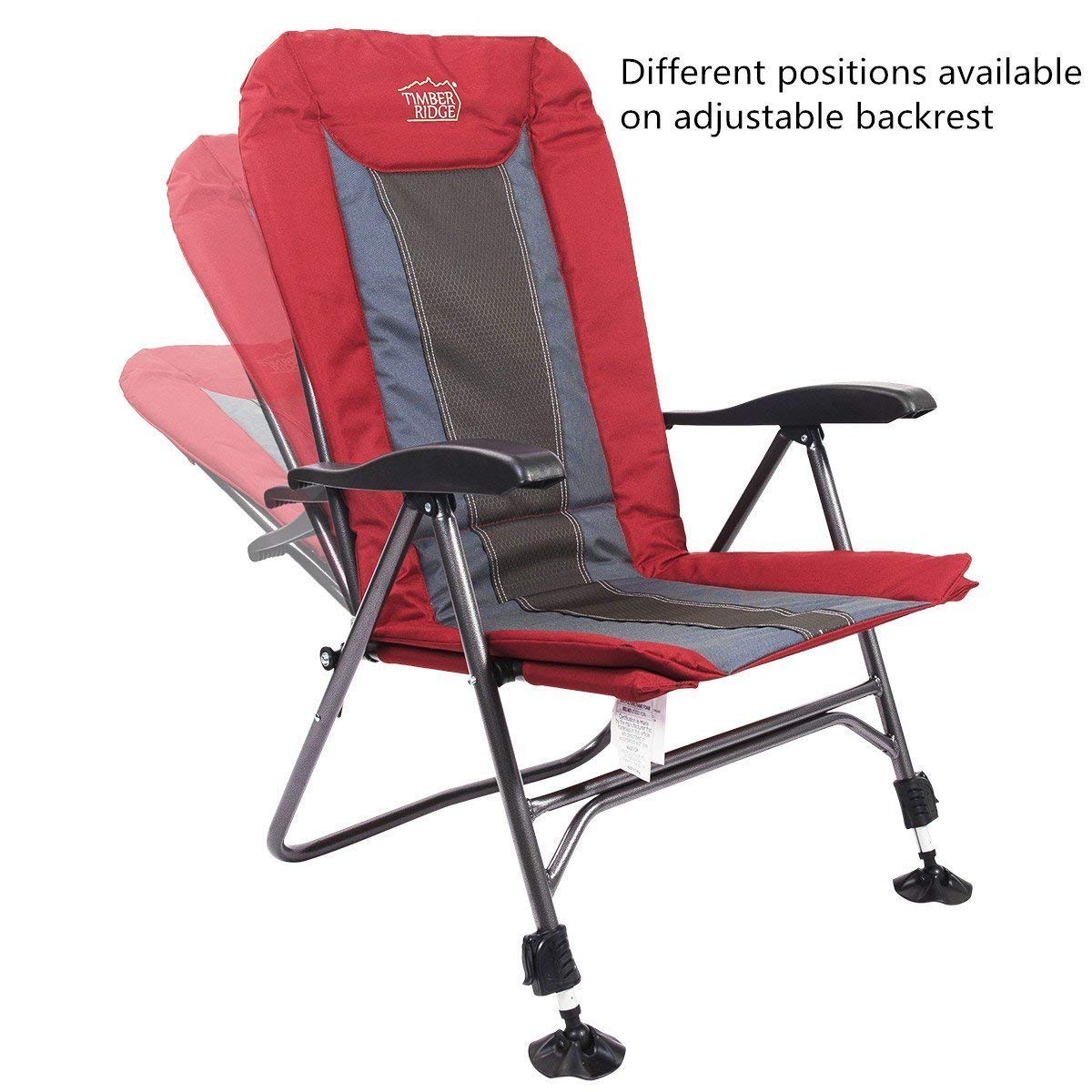 Timber Ridge Camping Chair Folding Heavy Duty With Adjustable