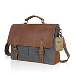 Genuine Leather Vintage 15.6&quot; Laptop Canvas Messenger Satchel Bag (Grey) $29.99 @ Amazon