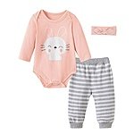 Baby Girls Clothes - Infant Romper Bodysuit + Headband 3pcs Fashion Outfits Set from $8.39 @ Amazon