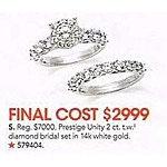 Prestige Unity 2 C.T T.W Diamond Bridal Set in 14k White Gold for $2,999.00