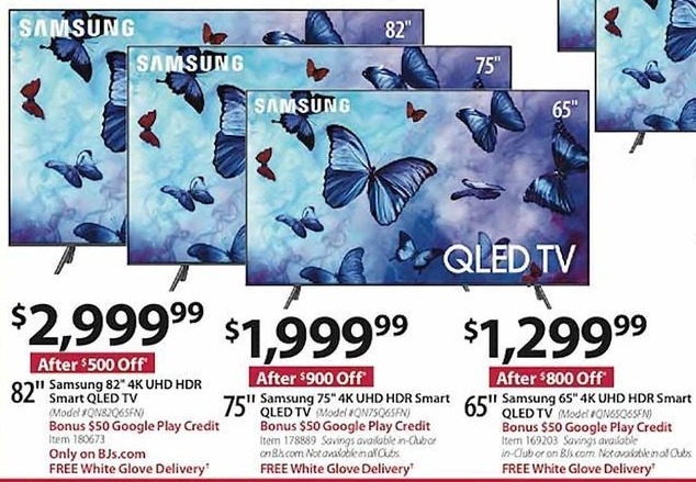 BJs Wholesale Black Friday: 75&quot; Samsung QN75Q65FN 4K UHD HDR Smart QLED TV for $1,999.99 ...