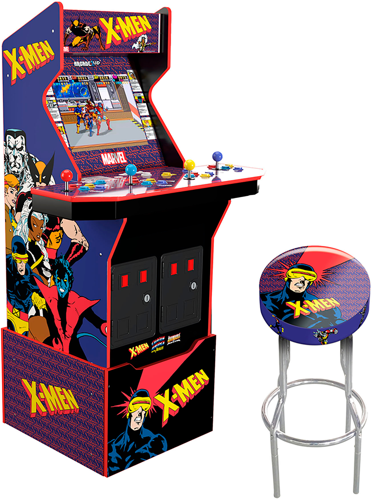 Arcade1Up - X-Men Arcade with Stool, Riser, Lit Deck & Lit Marquee $399.99