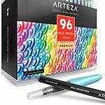 Arteza Real Brush Pens, 96 Paint Markers with Flexible Brush Tips, Professional Watercolor Pens for Painting, Drawing, Coloring with Water Brush, 100% Nontoxic $47.59