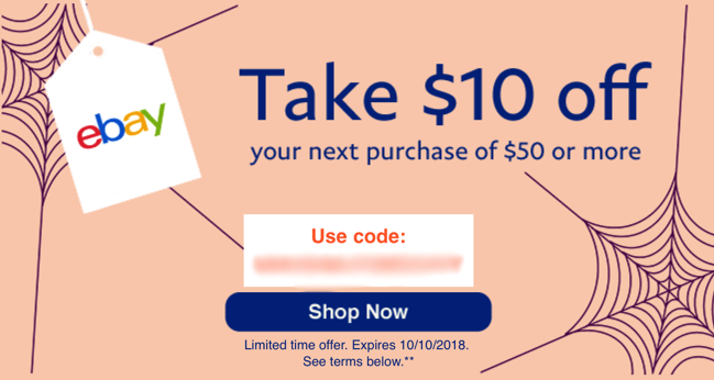 $10 off $50 at Ebay through Oct 10 (via Paypal email) YMMV