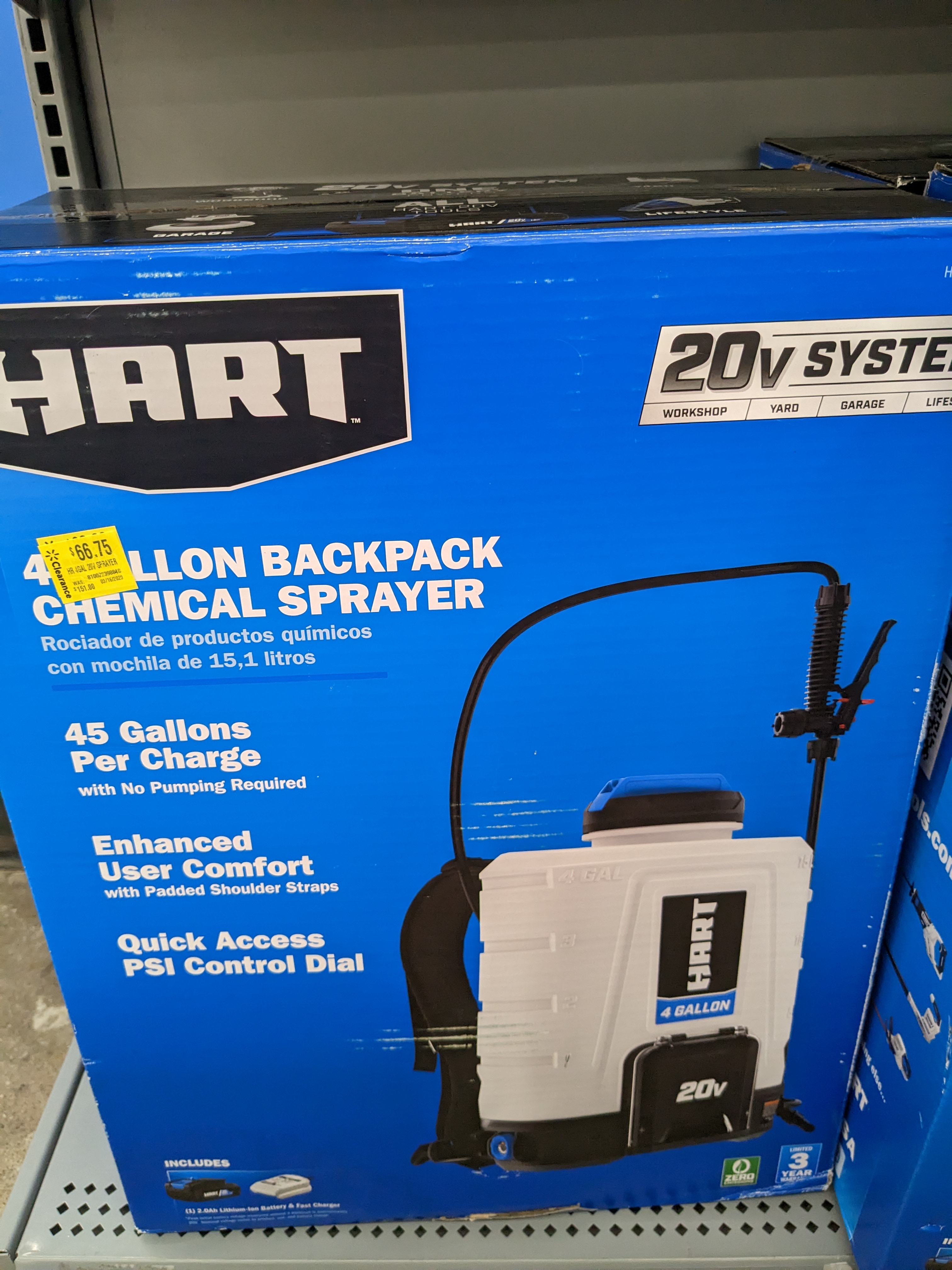 *YMMV* Hart 20-Volt 4 Gallon Chemical  Backpack Sprayer (1) 20-Volt 2Ah Lithium-Ion Battery WALMART B&M $66.75