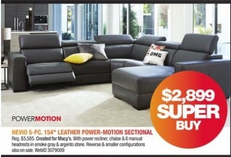 Macy&#39;s Black Friday: Nevio 5-Pc. 154&#39;&#39; Leather Power-Motion Sectional for $2,899.00 - 0