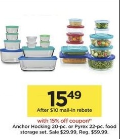 Kohl S Black Friday Pyrex 22 Pc Food Storage Set W Coupon For 15 49 After 10 Rebate