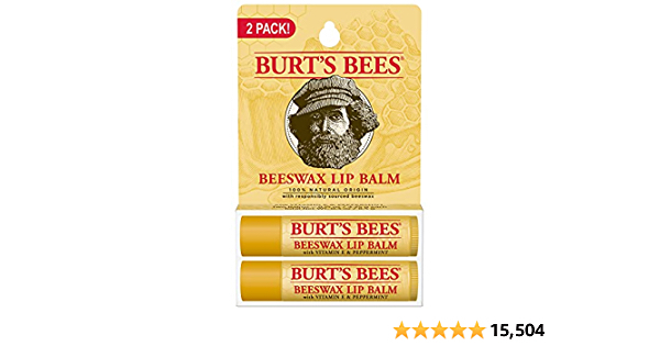 Burt’s Bees Lip Balm, Moisturizing Lip Care Valentine’s Gift for Men & Women, 100% Natural, Original Beeswax with Vitamin E & Peppermint Oil (2 Pack) - $3.67