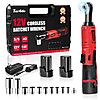 3/8&amp;quot; Electric Ratchet Wrench, 40 Ft-Lbs 400 RPM 12V Cordless Battery Powered Ratchet Wrench Set with LED Light, Including 2 Batteries, 11 Sockets and Fast Charge-Red $24.99