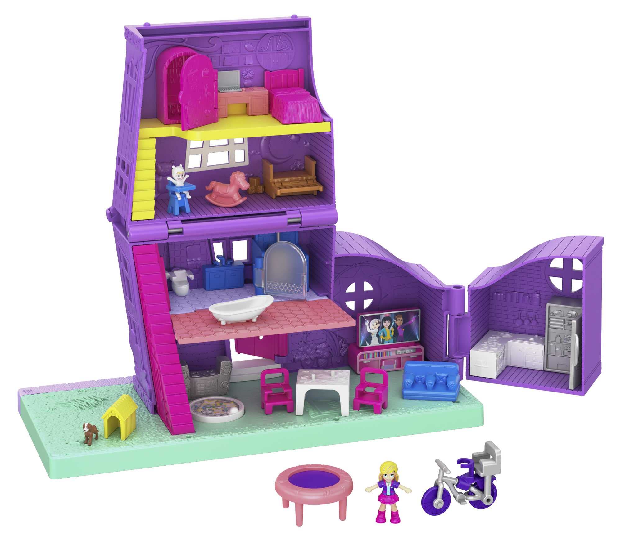 Amazon.com: Polly Pocket Doll House with Micro Doll, Toy Bike & Furniture Accessories, Transforming Pollyville Pocket House Playset : Toys & Games $13.76