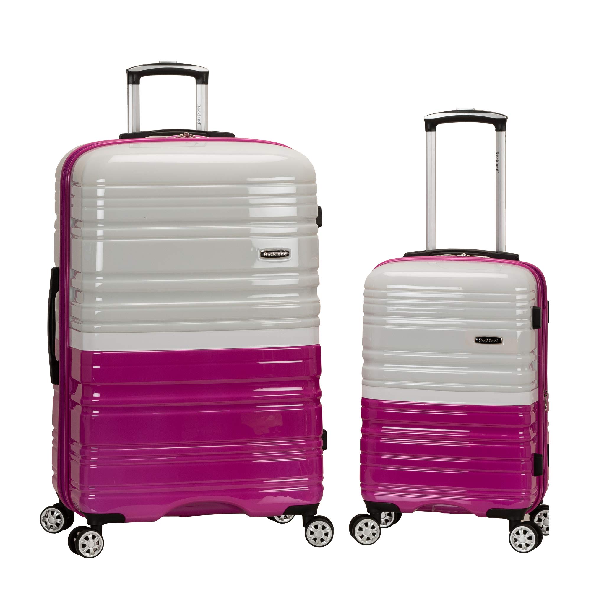 Two luggages. Melbourne Upright carry-on Luggage - 20" - Champagne. Rockland Wheels.