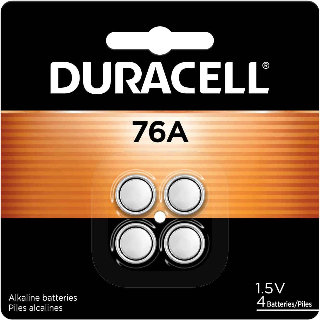 Amazon.com: Duracell 76A 1.5V Alkaline Battery, 4 Count Pack, 76A 1.5 Volt Alkaline Battery, Long-Lasting $3.29