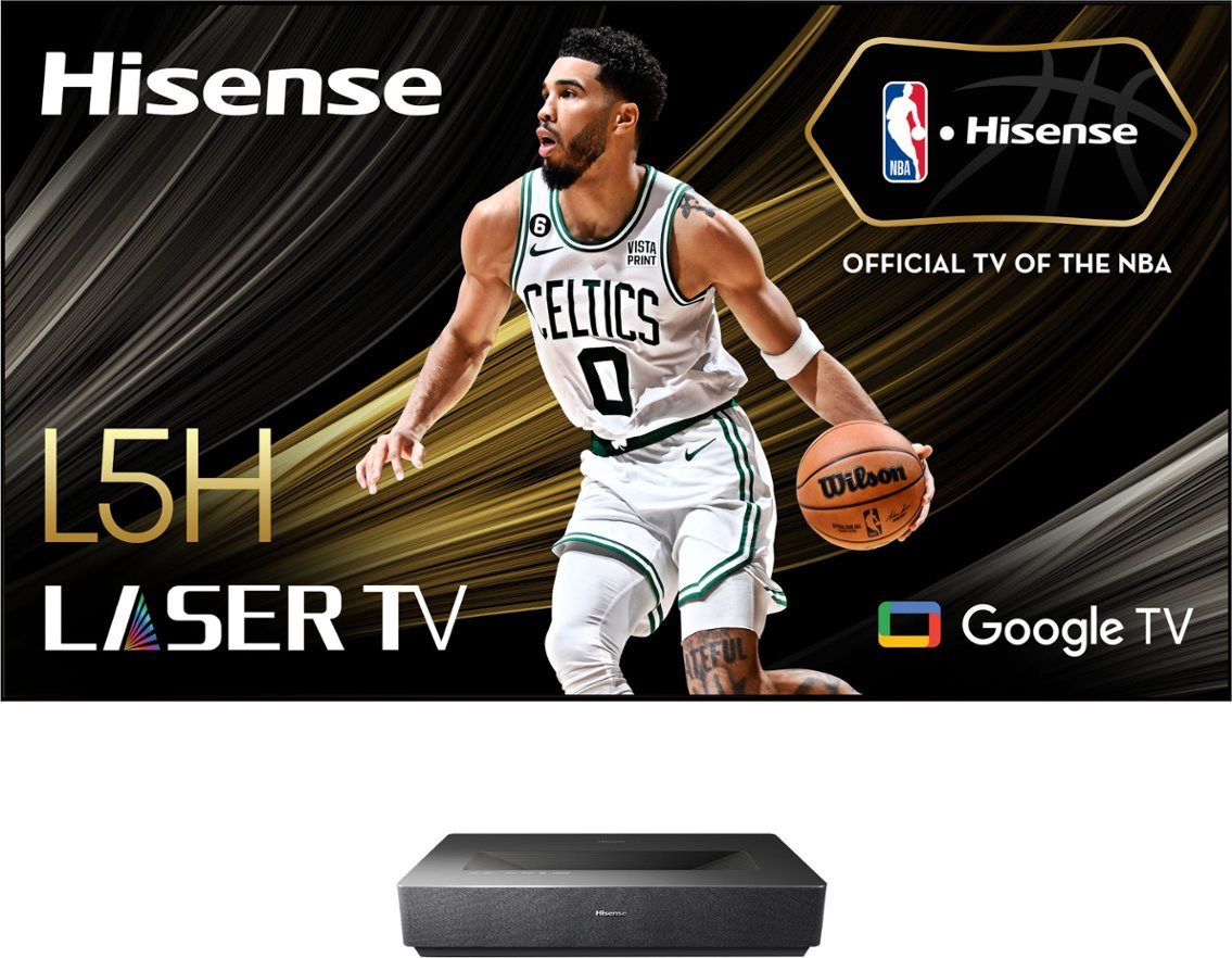 Hisense - L5H Laser TV X-Fusion™ UST Projector with 120" ALR Screen, 4K UHD, 2700 ANSI Lms, Dolby Vision & Atmos, Google TV - Black $3499.99