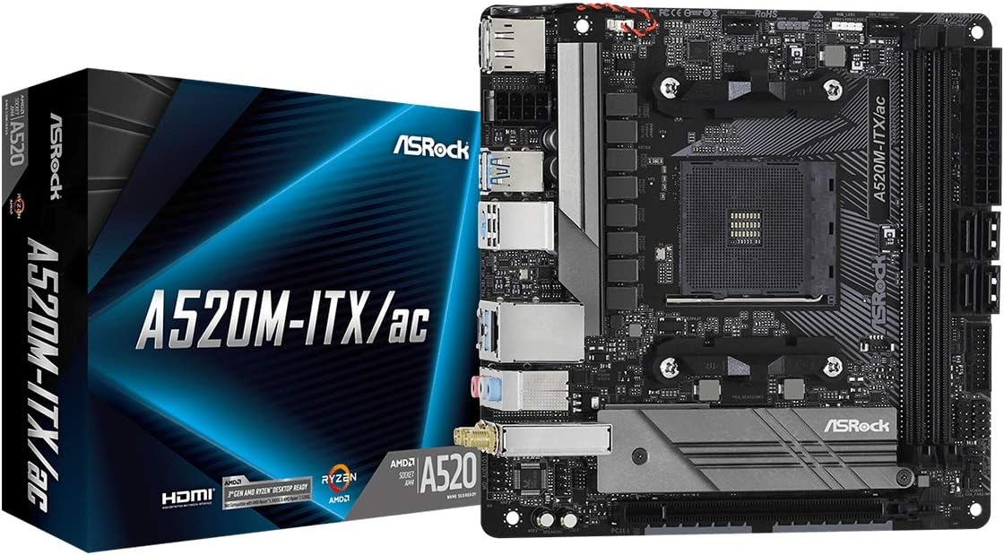 $68.99: ASRock A520M-ITX/AC Supports 3rd Gen AMD AM4 Ryzen™ Mini ITX Motherboard