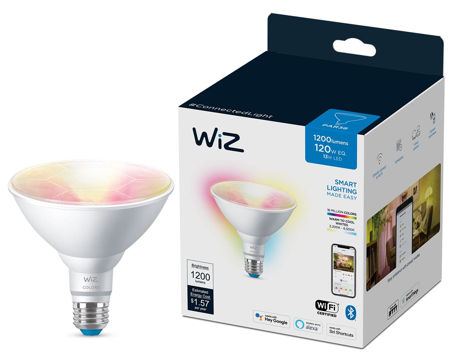 $19.99: WiZ 120W PAR38 Color LED Smart Bulb - Pack of 1 - E26