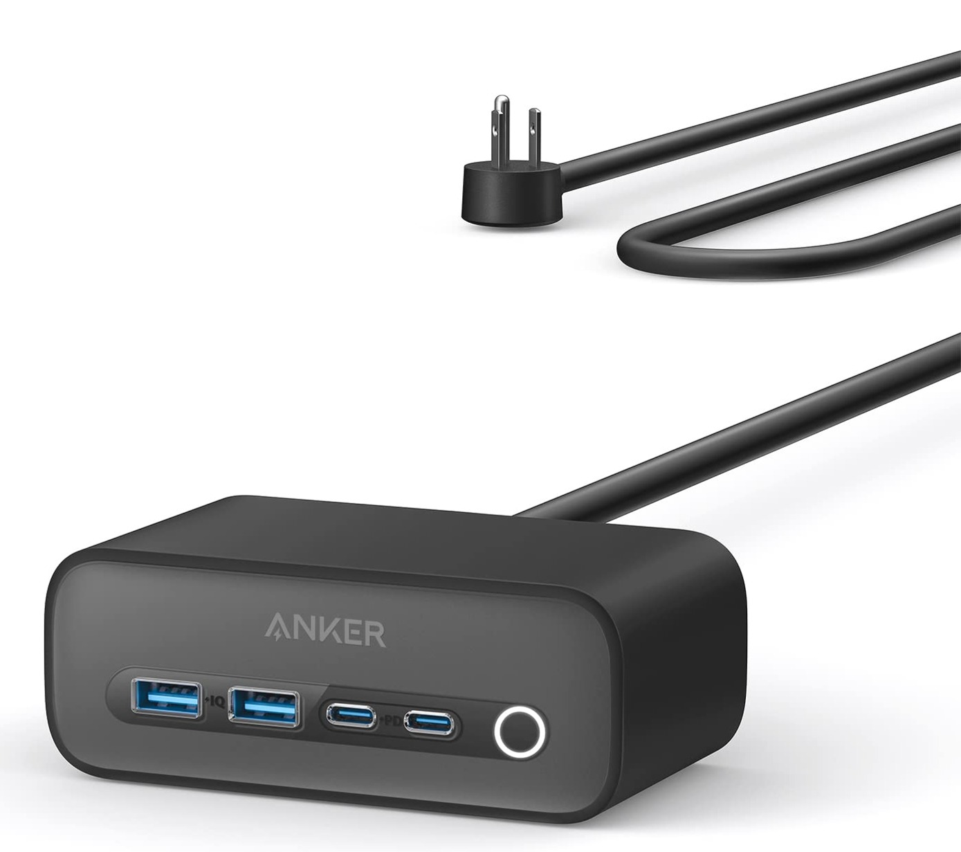 Anker 525 Charging Station, 7-in-1 USB C Power Strip for iphone13/14, 5ft Extension Cord with 3AC,2USB A,2USB C,Max 65W Power Delivery Desktop Accessory for MacBook Pro,  - $40