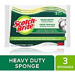 $3.00: Scotch-Brite MMMHD3 Heavy Duty Scrub Sponge, Yellow &amp; Green, 3 Per Pack + $0.70 promo credit