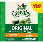 Greenies Original Petite Natural Dental Care Dog Treats, 36 oz. Pack (60 Treats) - $20.40