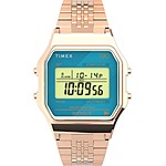 Timex Unisex Watch Blue Digital Dial Rose Gold Tone Bracelet $35