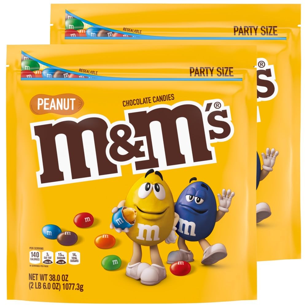 $19.48 w/ S&S: M&M'S Peanut Milk Chocolate Candy, Party Size, 38 oz Bag (Pack of 2)