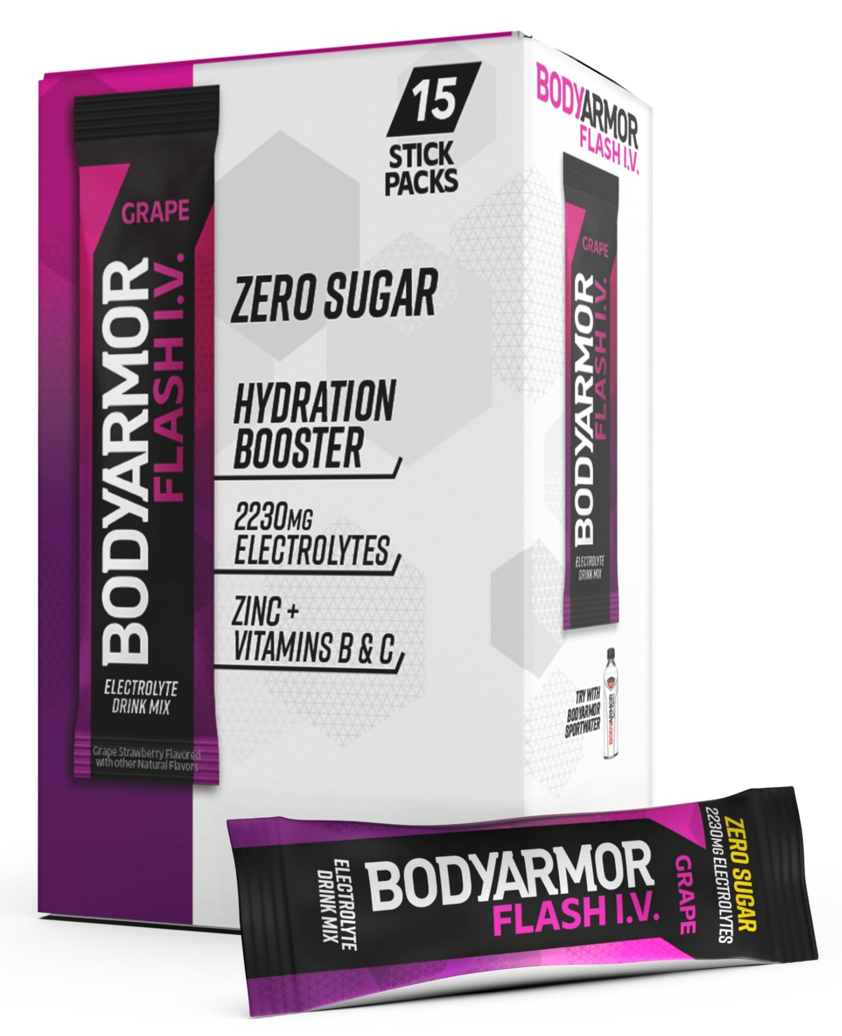$6.77 w/ S&S: BODYARMOR Flash IV Electrolyte Packets, Grape (15 Count)