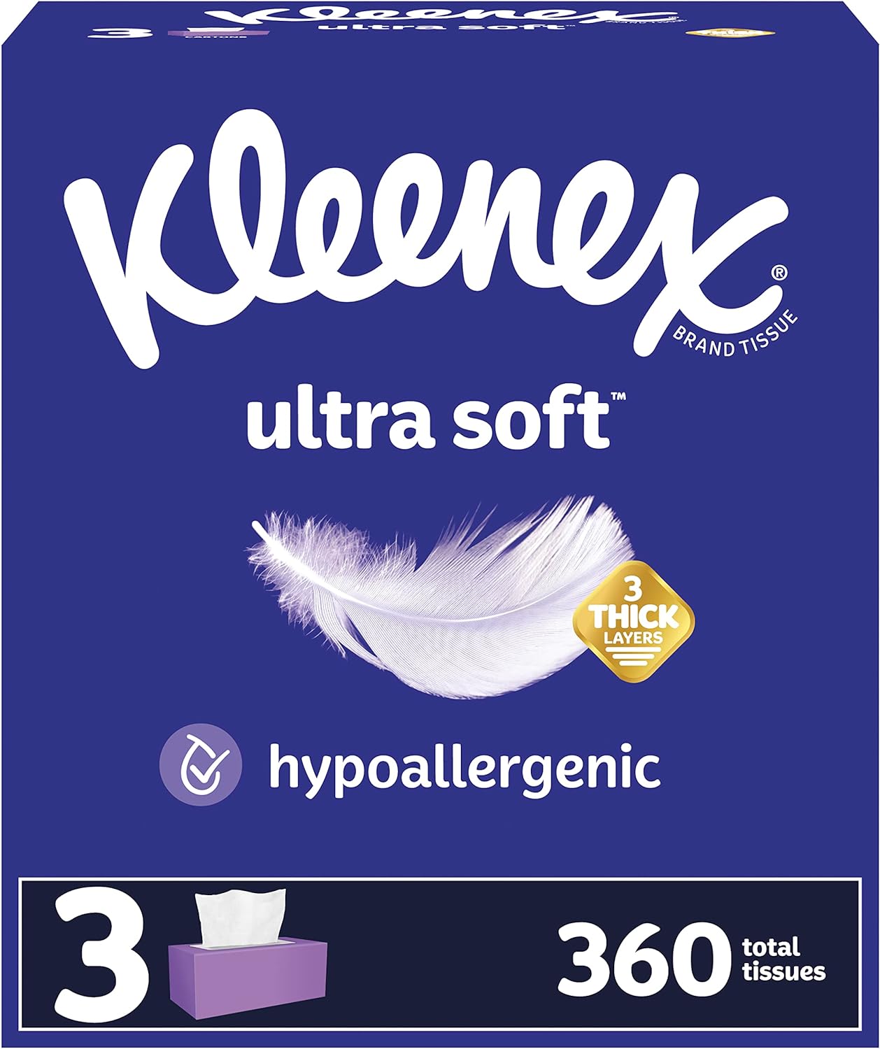 $3.99 w/ S&S: 3-Pack 120-Count Kleenex 3-Layer Facial Tissues (Ultra Soft)