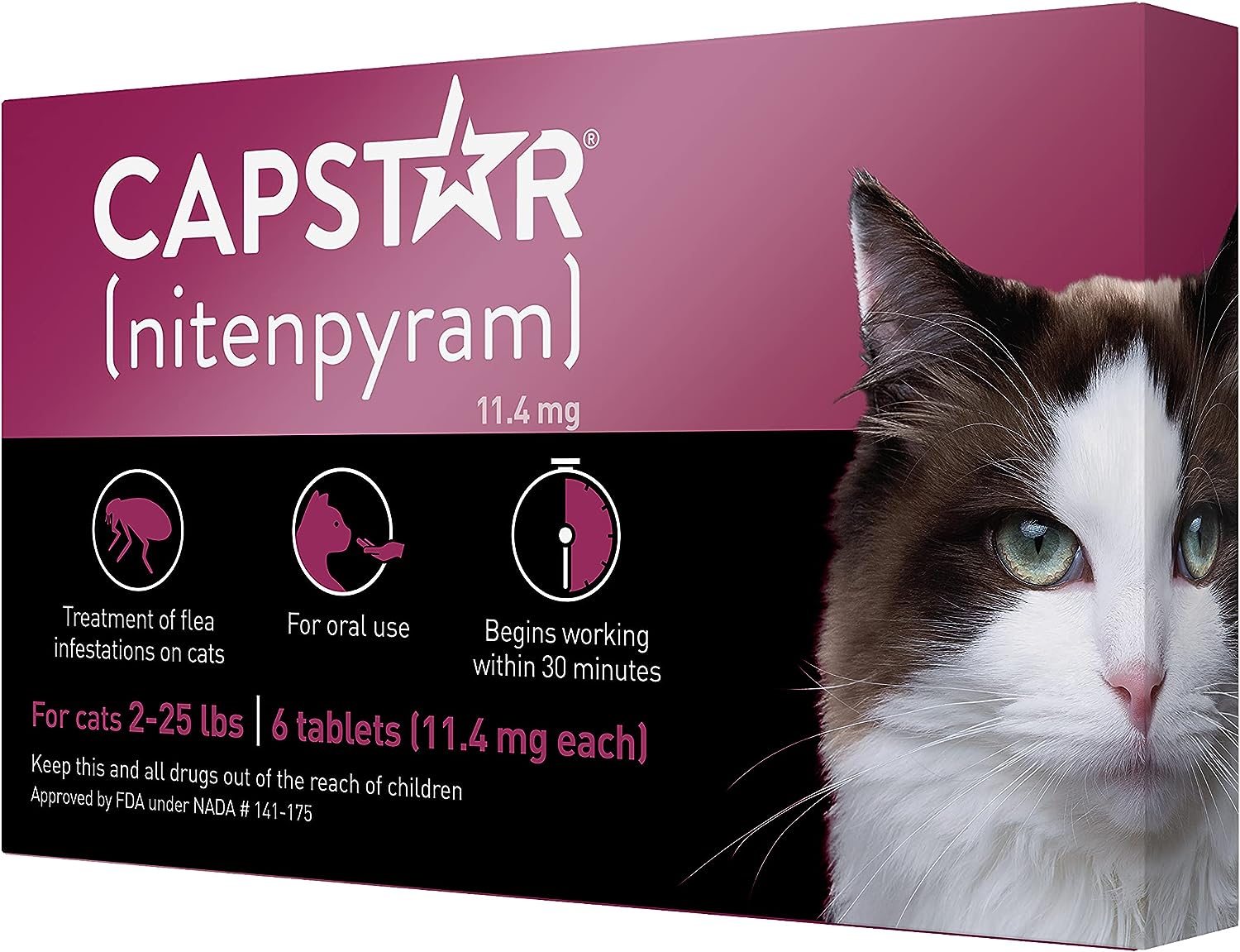 $20.47 w/ S&S: Capstar (nitenpyram) for Cats, Fast-Acting Oral Flea Treatment for Cats 2-25 lbs, 6 Doses