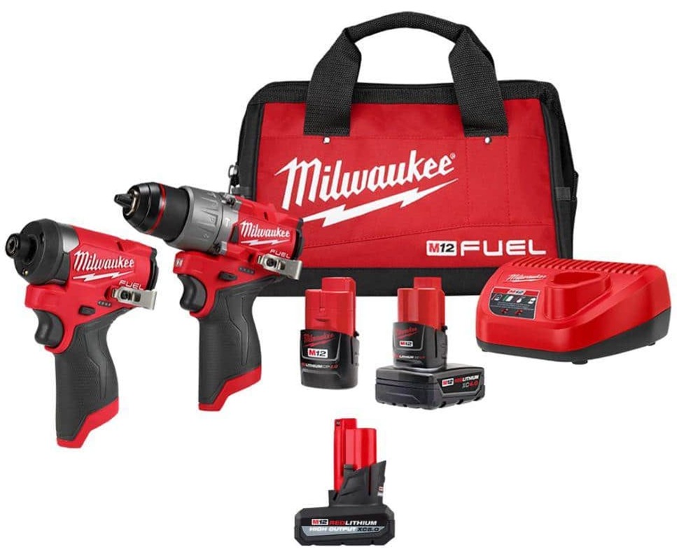 M12 FUEL 12V Lithium-Ion Brushless Cordless Hammer Drill/Impact Driver Combo Kit 2-Tool w/High Output 5.0Ah Battery $200 shipped