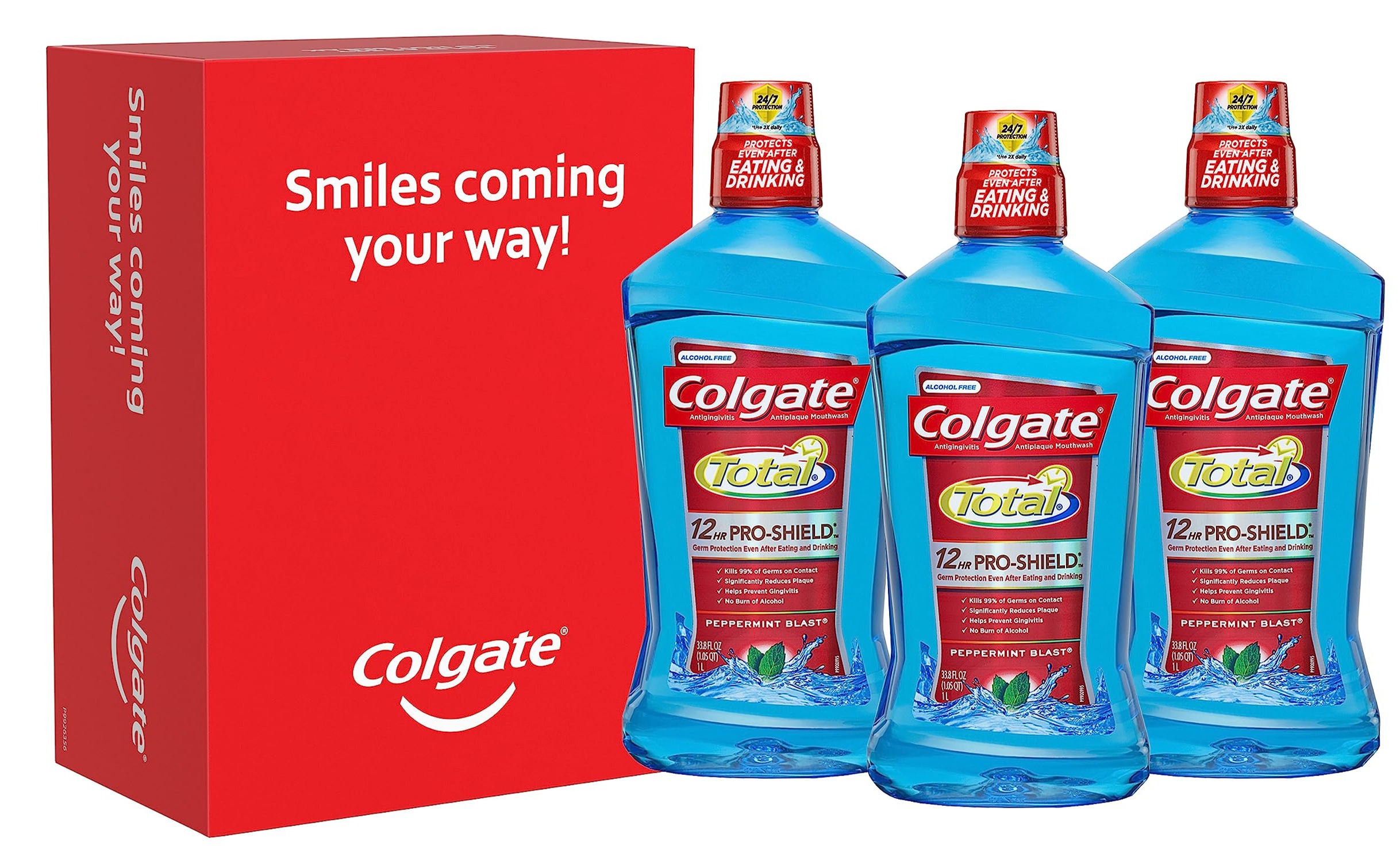 Colgate Total Mouthwash, Alcohol Free Mouthwash, Peppermint, 33.8 Ounce ...