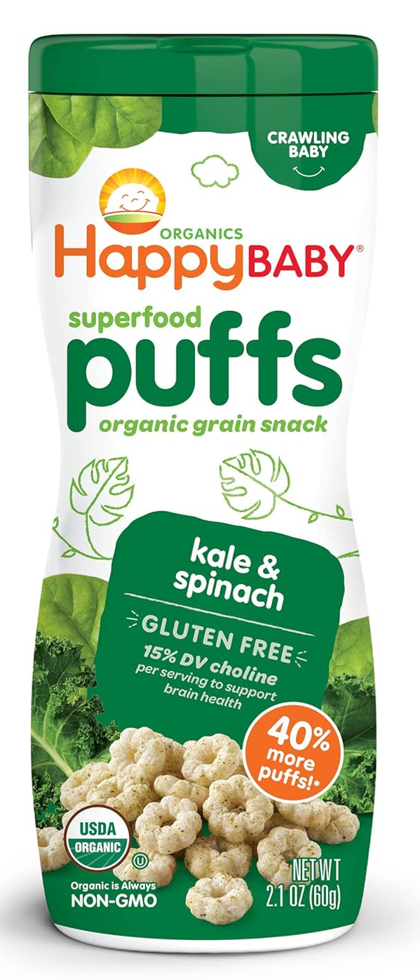 Happy Baby Organics Superfood Puffs, Kale & Spinach, 2.1 Ounce (Pack of 6) $10.10