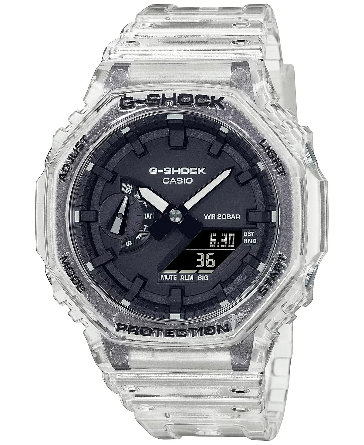 G-Shock Men's Analog-Digital Clear Resin Strap Watch 45.4mm GA2100SKE-7A - White $55