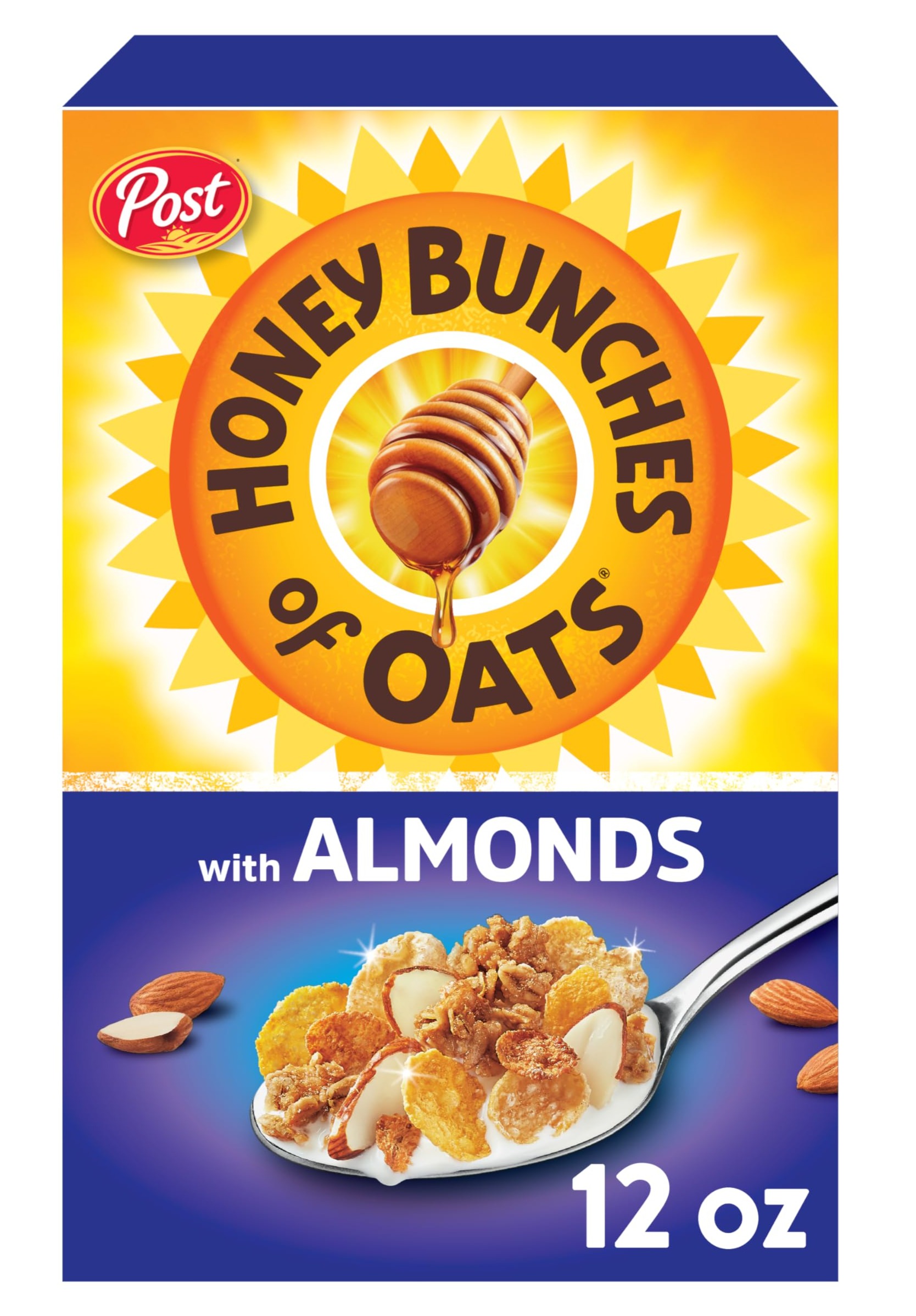 Honey Bunches of Oats with Almonds Breakfast Cereal, Honey Cereal with Granola Clusters and Sliced Almonds, 12 OZ Box $1.54