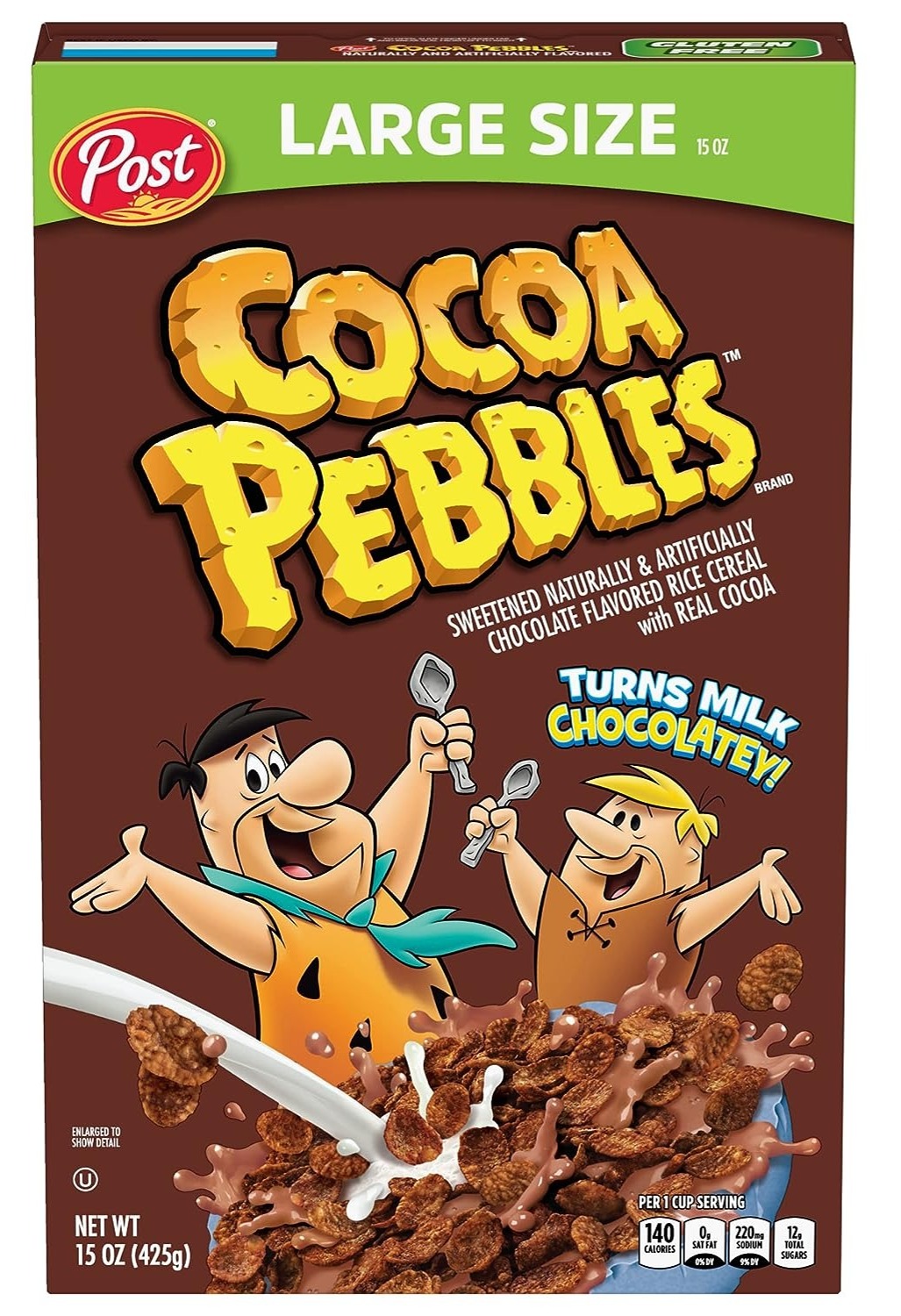 Pebbles Cocoa PEBBLES Cereal, Chocolatey Kids Cereal, Gluten Free Rice Cereal, 15 OZ Large Size Cereal Box - $2.71