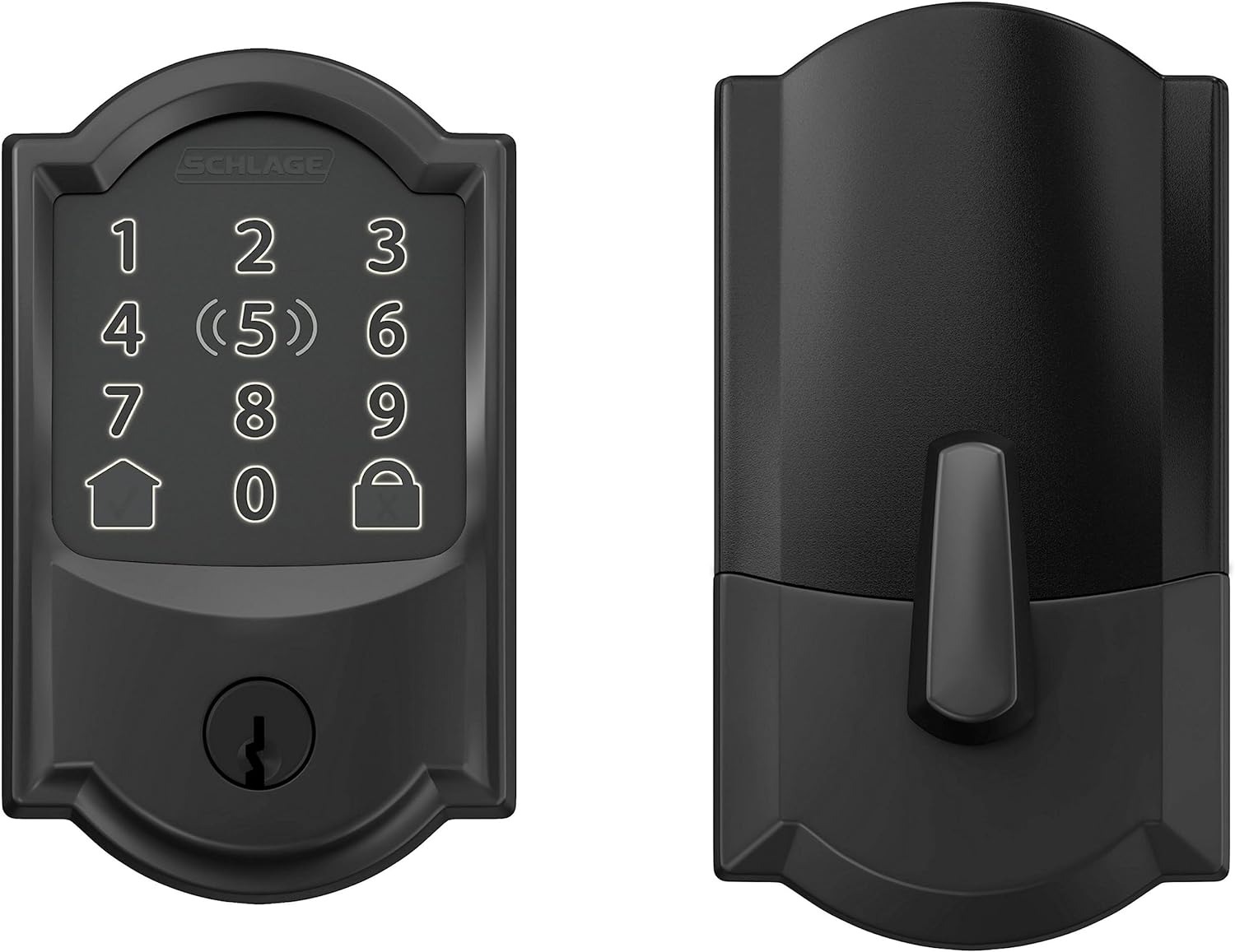 Schlage BE499WB CAM 622 Encode Plus WiFi Deadbolt Smart Lock, Keyless Entry Touchscreen Door Lock with Camelot Trim, Matte Black - $259