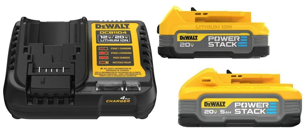 DEWALT POWERSTACK 20V MAX* 5.0Ah and 1.7Ah Battery Kit - $99