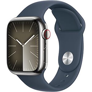 $433.30: Apple Watch Series 9 GPS + Cellular 41mm Stainless Steel Case w/ Blue Sport Band