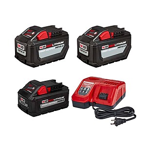 Milwaukee M18 18V Li-Ion 2-Count 12.0Ah + 1x 8.0ah Battery Pack w/ Charger $339 + Free Shipping