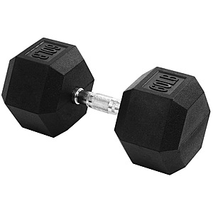 BalanceFrom Rubber Encased Hex Dumbbells, 60 lbs, Single, Black $53.98