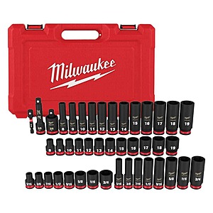 Milwaukee SHOCKWAVE 3/8 in. Drive SAE and Metric 6 Point Impact Socket Set (43-Piece) $84.97