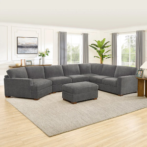 Thomasville Merran Fabric Sectional with Storage Seats and Storage Ottoman - $1299.99