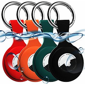 4 Pack AirTag Holder with Keychain AirTag case with Anti-Lost Keychain, Protective Air Tag, Item Finders, for for Dog, Cat, Luggage, Wallet, Backpacks - $3.50